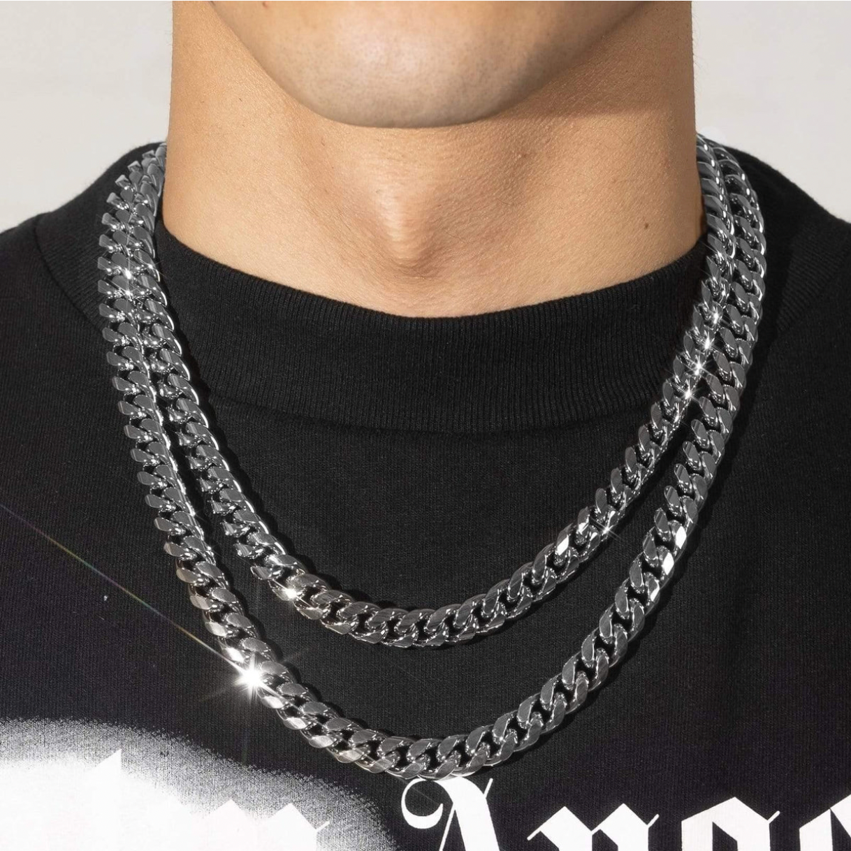 10MM CUBAN CHAIN - WHITE GOLD